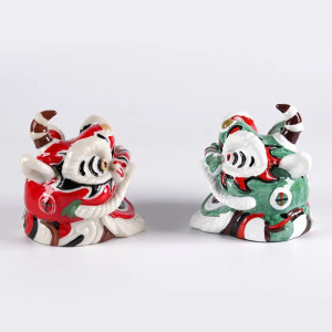 Vue de face Crâne Décoratif Masque Lion Chinois Esprit Protecteur Peint Main - 2 couleurs  au choix !