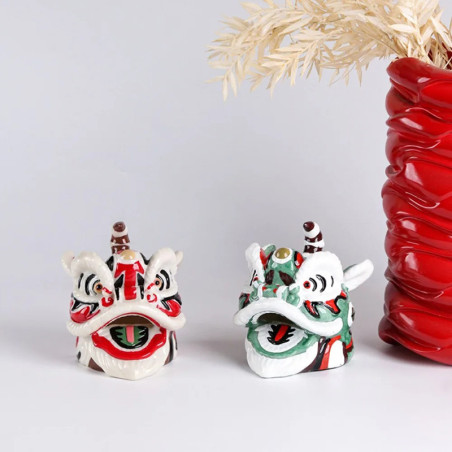 Avant Crâne Décoratif Masque Lion Chinois Esprit Protecteur Peint Main - 2 couleurs  au choix !