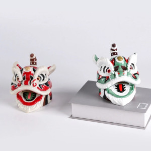 Crâne Décoratif Masque Lion Chinois Esprit Protecteur Peint Main - 2 couleurs  au choix !