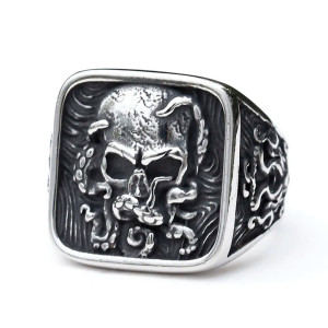 Vue generale Bague Kraken Tête de Mort - Skull Tentacules Abyssales