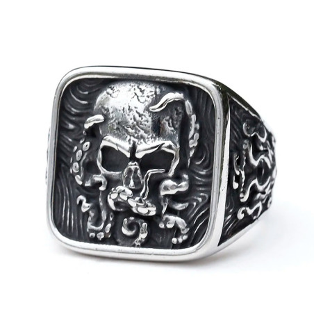 Vue generale Bague Kraken Tête de Mort - Skull Tentacules Abyssales