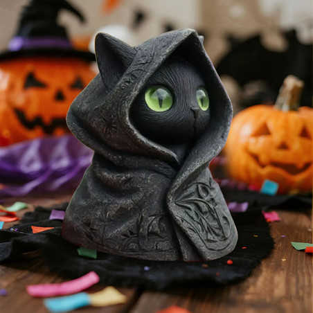 Avant Figurine Goth Chat Occulte au Regard Envoûtant