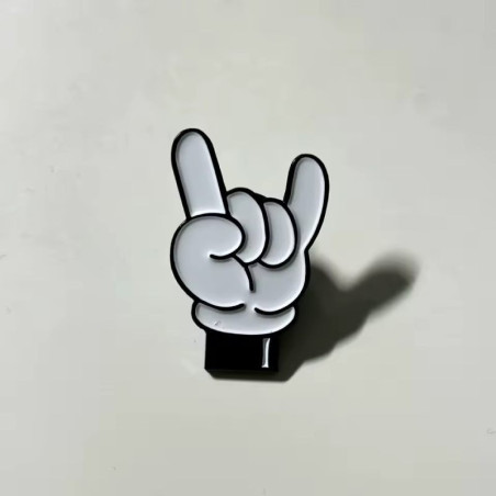 Vue face du Pins Heavy Metal Main Devil Horns Cartoon