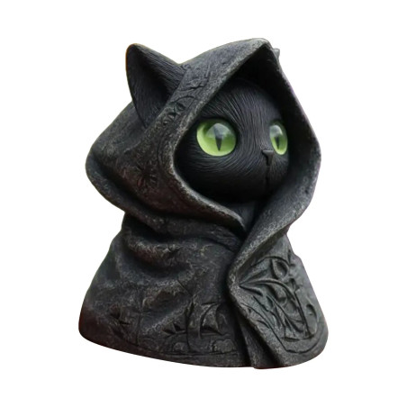 Vue generale Figurine Goth Chat Occulte au Regard Envoûtant