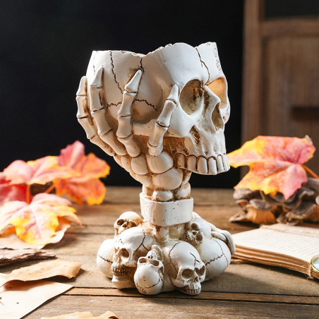 Vue de cote Vase Tête de Mort Autel des Âmes Enchaînées - 3 couleurs  au choix !