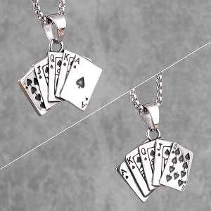Vue detaille Collier Rock Poker “Quinte Royale Noire”