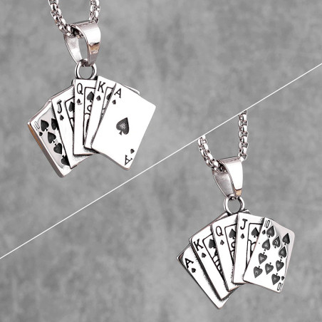 Vue detaille Collier Rock Poker “Quinte Royale Noire”