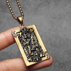Collier Tête de Mort Poker “Roi Squelette Charlemagne” Couleur Or