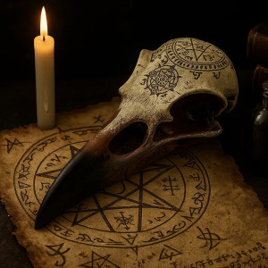 Crâne Corbeau Rituel Occulte Ancestral