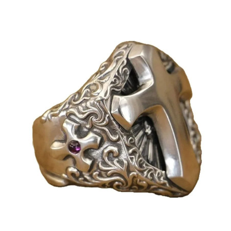 Détails de  la Bague Templière Croix du Jugement Sacré
