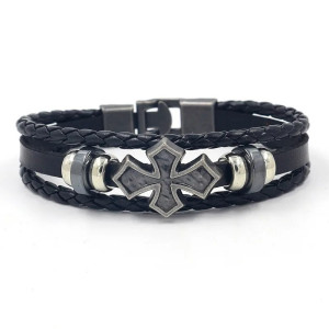 Bracelet Templier Gothique “Croix du Gardien Noir”
