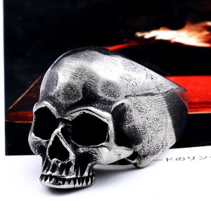 Bague Tête de Mort Skull Anatomique "Full Metal" Couleur Noir