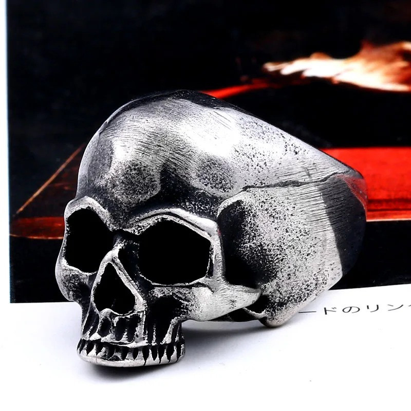 Bague Tête de Mort Skull Anatomique "Full Metal" Couleur Noir