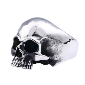 Vue generale Bague Tête de Mort Skull Anatomique "Full Metal" Couleur Argent
