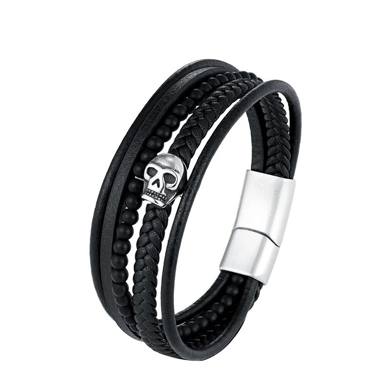 Vue generale Bracelet Tête de Mort “Obsidienne Éternelle”