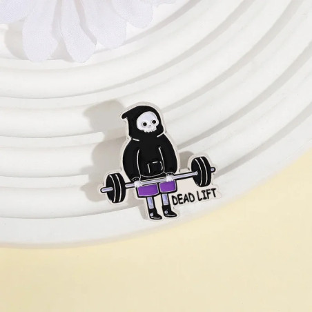 Vue de face Pins Tête de Mort Haltérophilie “Dead Lift Macabre”