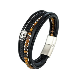 Bracelet Tête de Mort “Perles des Âmes Sombres” Modele 1