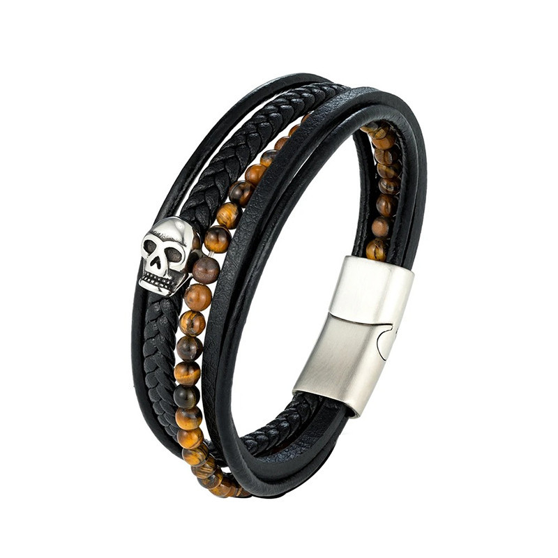 Bracelet Tête de Mort “Perles des Âmes Sombres” Modele 1