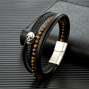 Bracelet Tête de Mort “Perles des Âmes Sombres” Modele 1
