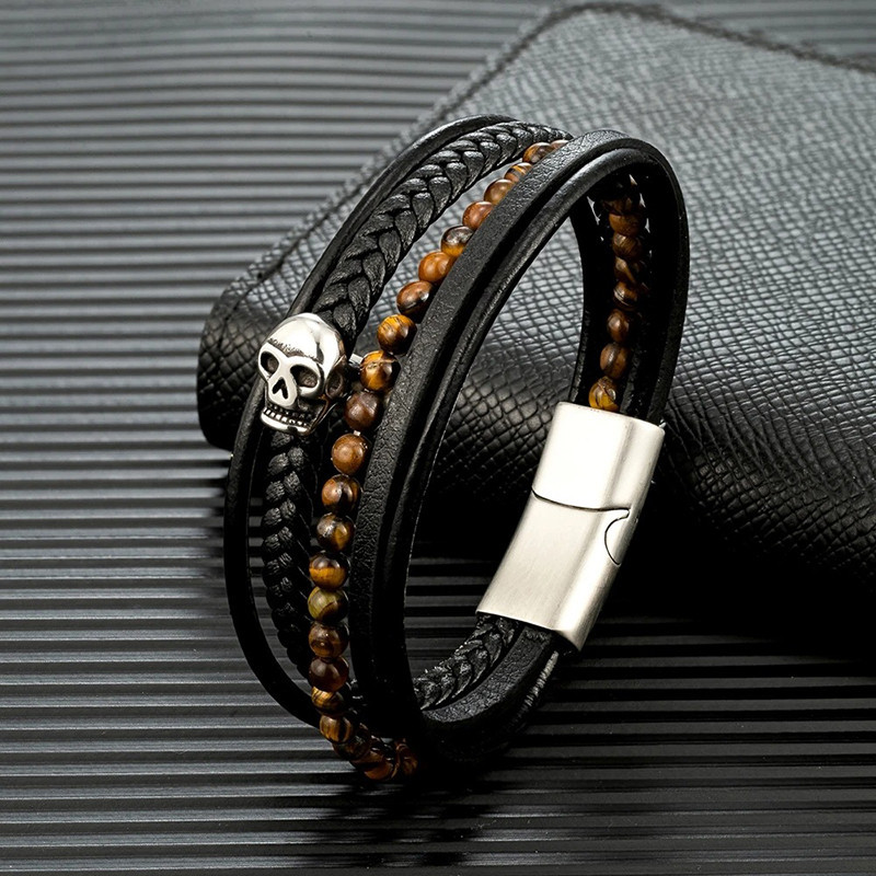 Bracelet Tête de Mort “Perles des Âmes Sombres” Modele 1