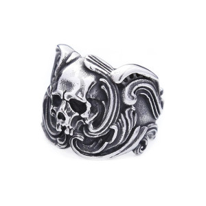 Vue generale Bague Tête de Mort “Volutes du Néant”