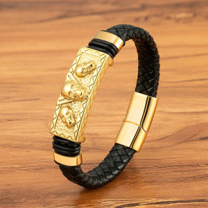 Bracelet Tête de Mort “Trinité des Damnés” Couleur Or