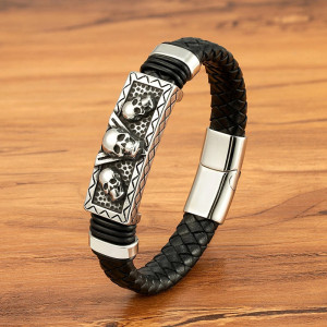 Bracelet Tête de Mort “Trinité des Damnés” Couleur Argent