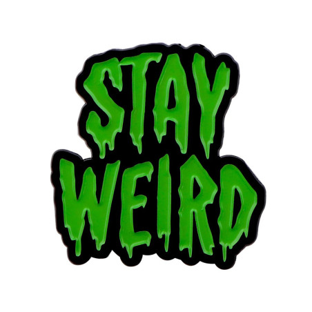 Vue generale Pins Broche Rock Goth “Stay Weird Mutation Verte”