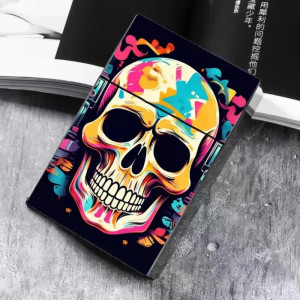 Étui à Cigarettes Tête de Mort Skull Street Art Néon