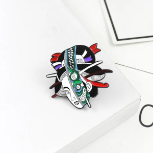 Pins Broche Japonaise Gothique “Geisha Oni Cybernétique”