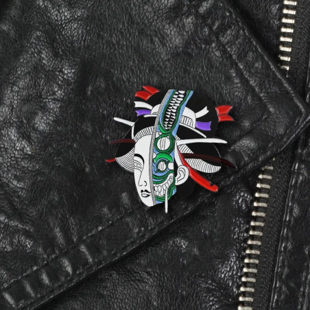 Avant Pins Broche Japonaise Gothique “Geisha Oni Cybernétique”