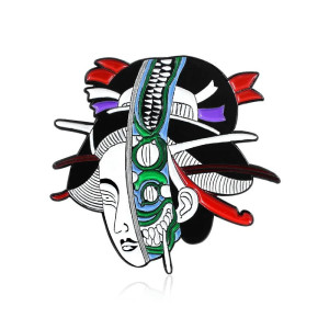 Pins Broche Japonaise Gothique “Geisha Oni Cybernétique”