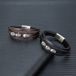 Bracelet Tête de Mort “Triple Héritage Macabre” - 2 c ouleurs au choix !