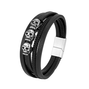 Vue generale Bracelet Tête de Mort “Triple Héritage Macabre” Couleur Noir