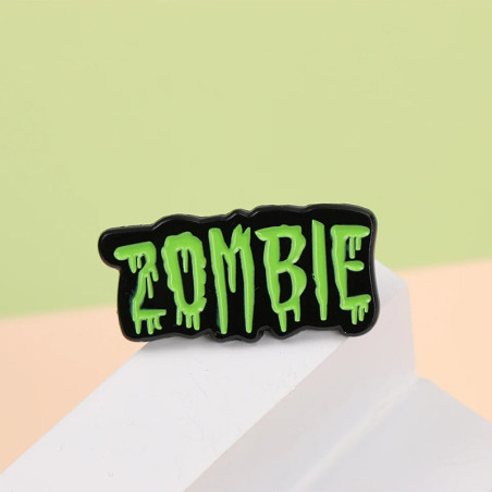 Vue de face Pins Broche Horreur “Zombie Infection Verte”