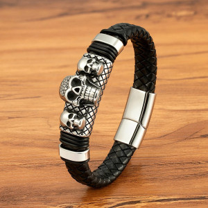 Bracelet Tête de Mort “Réseau des Âmes Perdues” Couleur Argent