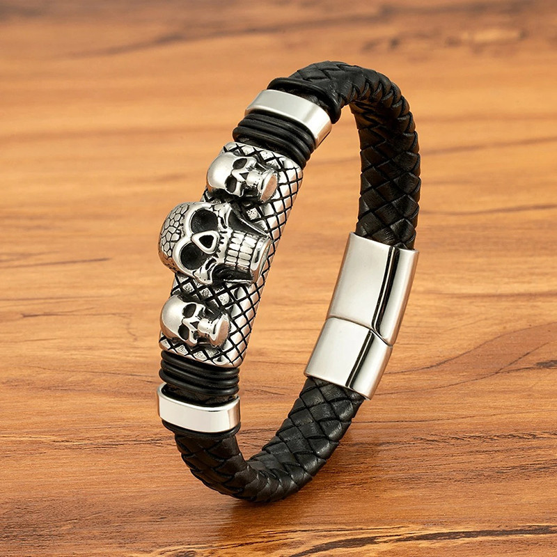 Bracelet Tête de Mort “Réseau des Âmes Perdues” Couleur Argent