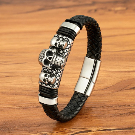 Bracelet Tête de Mort “Réseau des Âmes Perdues” Couleur Argent