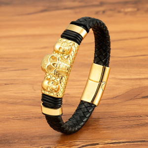 Bracelet Tête de Mort “Réseau des Âmes Perdues” Couleur Or