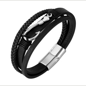 Vue generale Bracelet Crochet Marin “Ancre du Navigateur Noir”