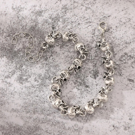 Bracelet Tête de Mort "Chaîne des Âmes Rebelles"