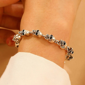Bracelet Tête de Mort "Chaîne des Âmes Rebelles" Couleur Argent