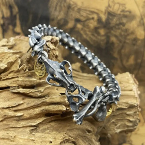 Bracelet Tête de Mort Colonne Vertébrale Squelette T-Rex