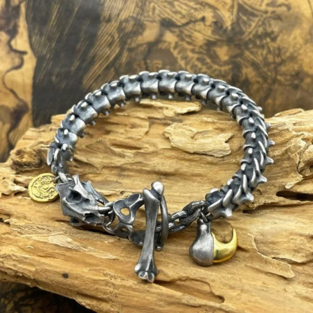 Avant Bracelet Tête de Mort Colonne Vertébrale Squelette T-Rex