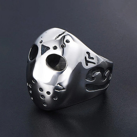 Vue Laterale Bague Tête de Mort “Masque du Tueur Maudit”