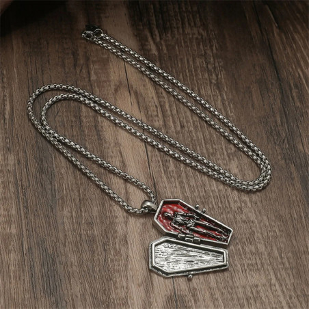 Collier Tête de Mort Cercueil "Dormeur de l'Éternité"