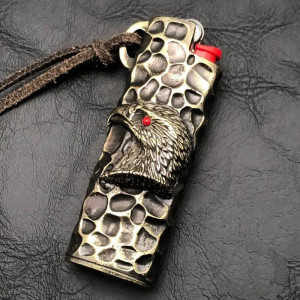 Étui Briquet Tête d'Aigle BIC J3 Aigle Totem Laiton Brut