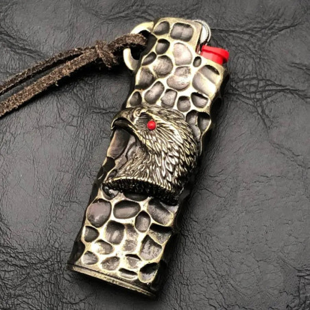 Étui Briquet Tête d'Aigle BIC J3 Aigle Totem Laiton Brut
