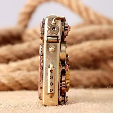 vue Laterale Briquet Mécanisme Steampunk Engrenages Apparents