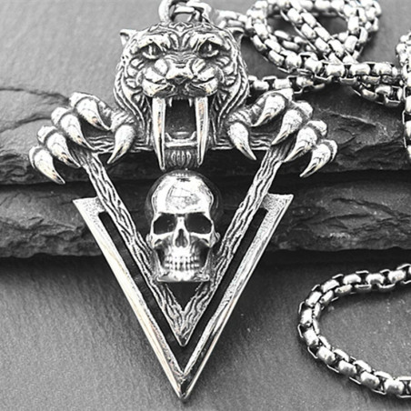 Collier Tête de Mort "Prédateur du Triangle Noir"